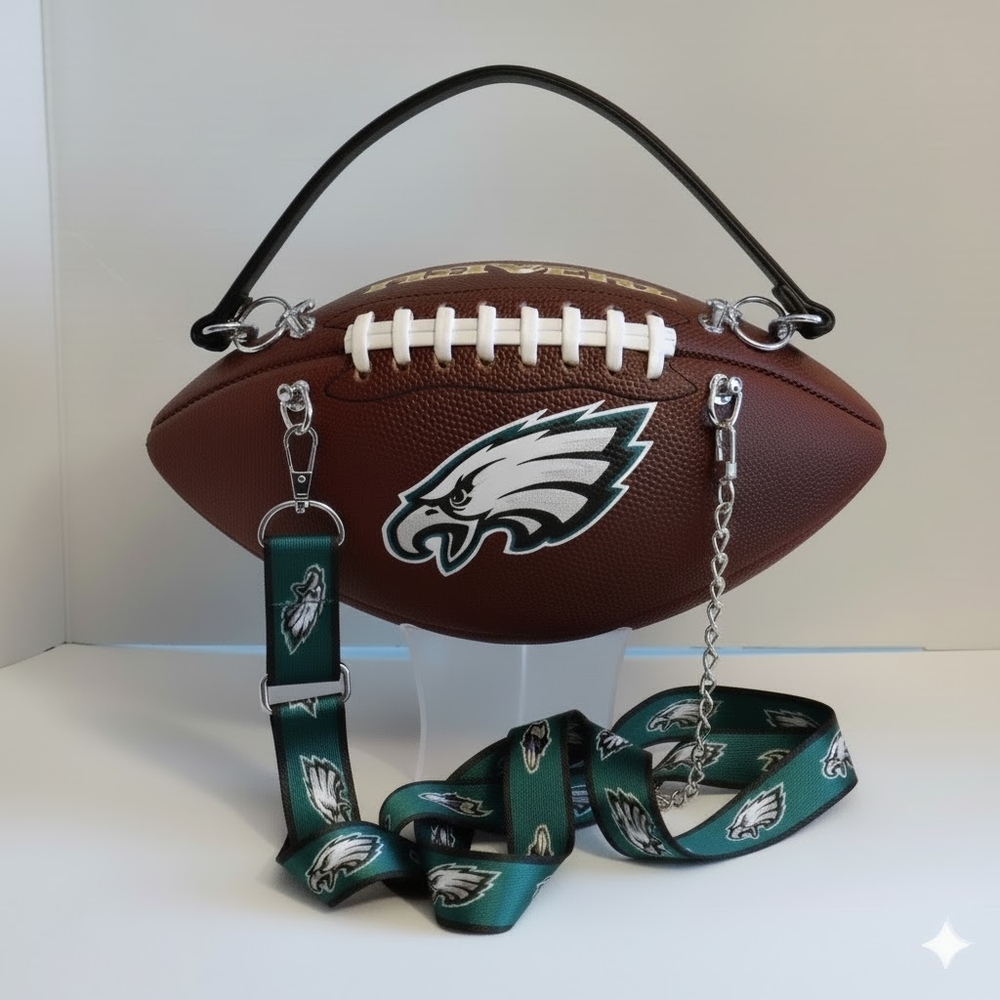 LIMITED EDITION HANDMADE Football Purse (PHILADELPHIA EAGLES) 🏈 - Picture 4 of 10